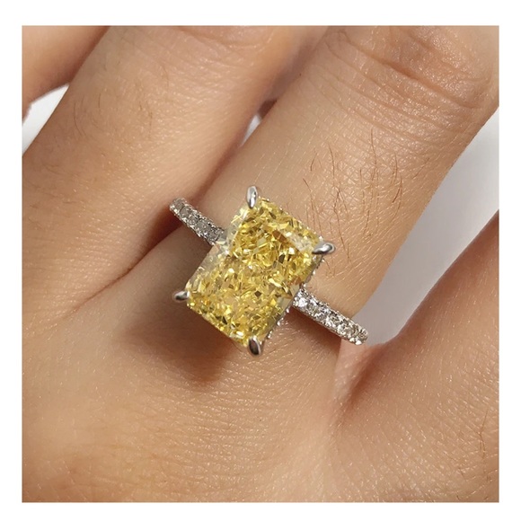 3.3 Carat Sona Simulated Diamond Yellow Ring - Picture 3 of 5